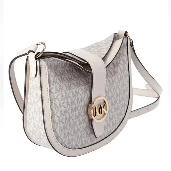 NWT MICHAEL Michael Kors Cream Signature Logo Hobo Crossbody - Picture 4 of 7
